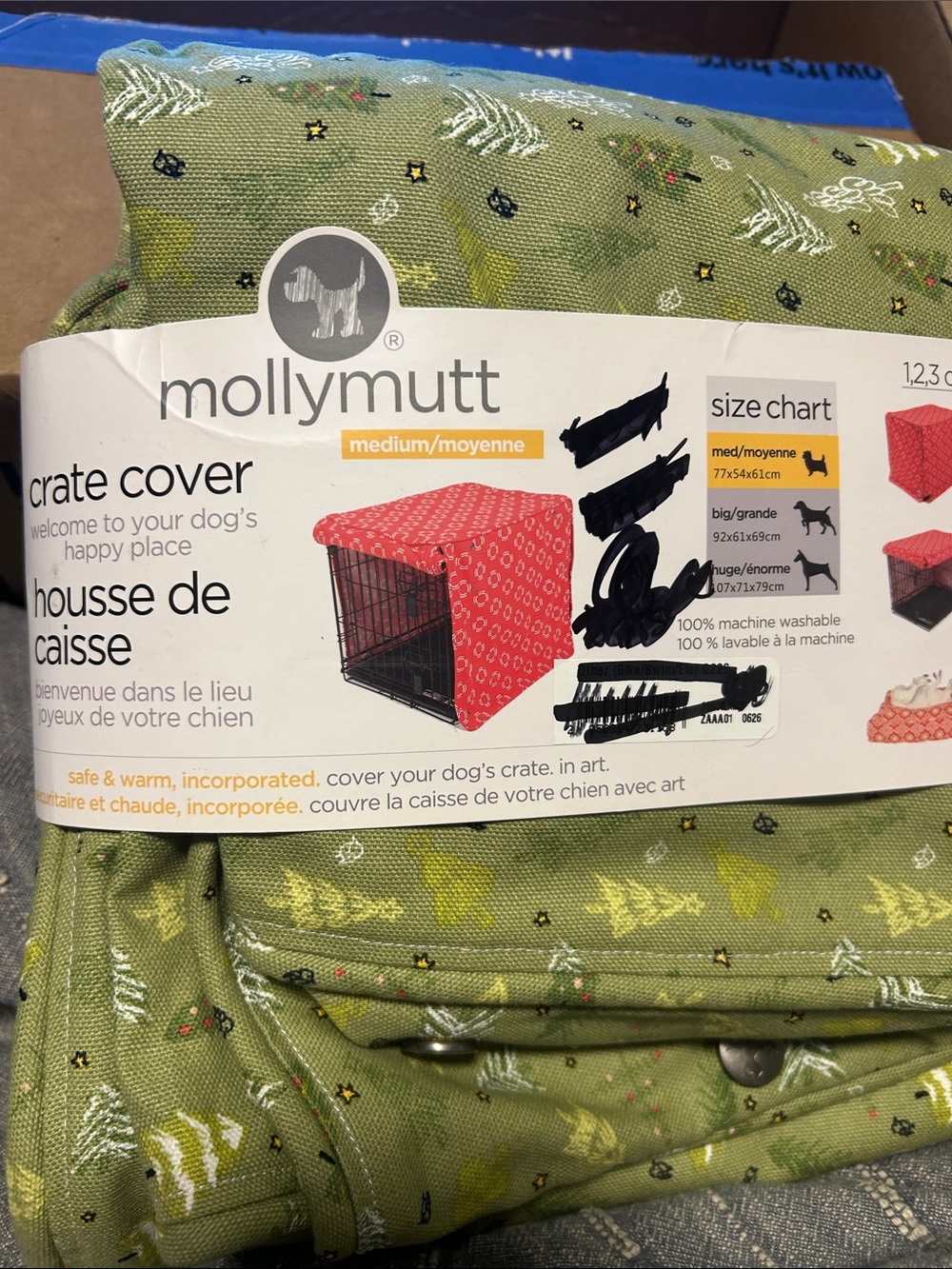 NEW! MollyMutt Christmas Tree Dog Crate Cover - Medium 30 x 21 x 24